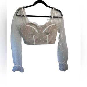 Runaway Hello Molly Crop Polka Dot Top Bustier Corset Tulle‎ Zip Back SZ 6